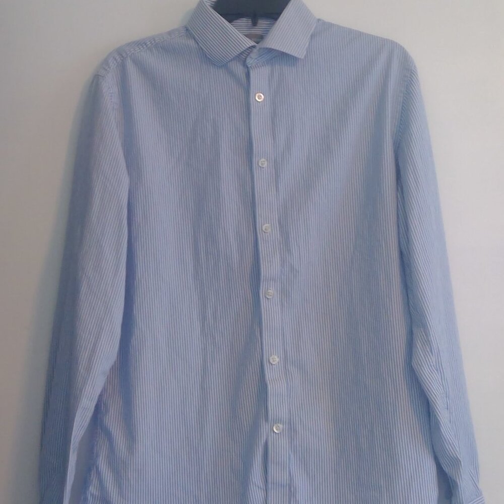 MICHAEL KORS Men's Blue Striped Button down Shirt Large